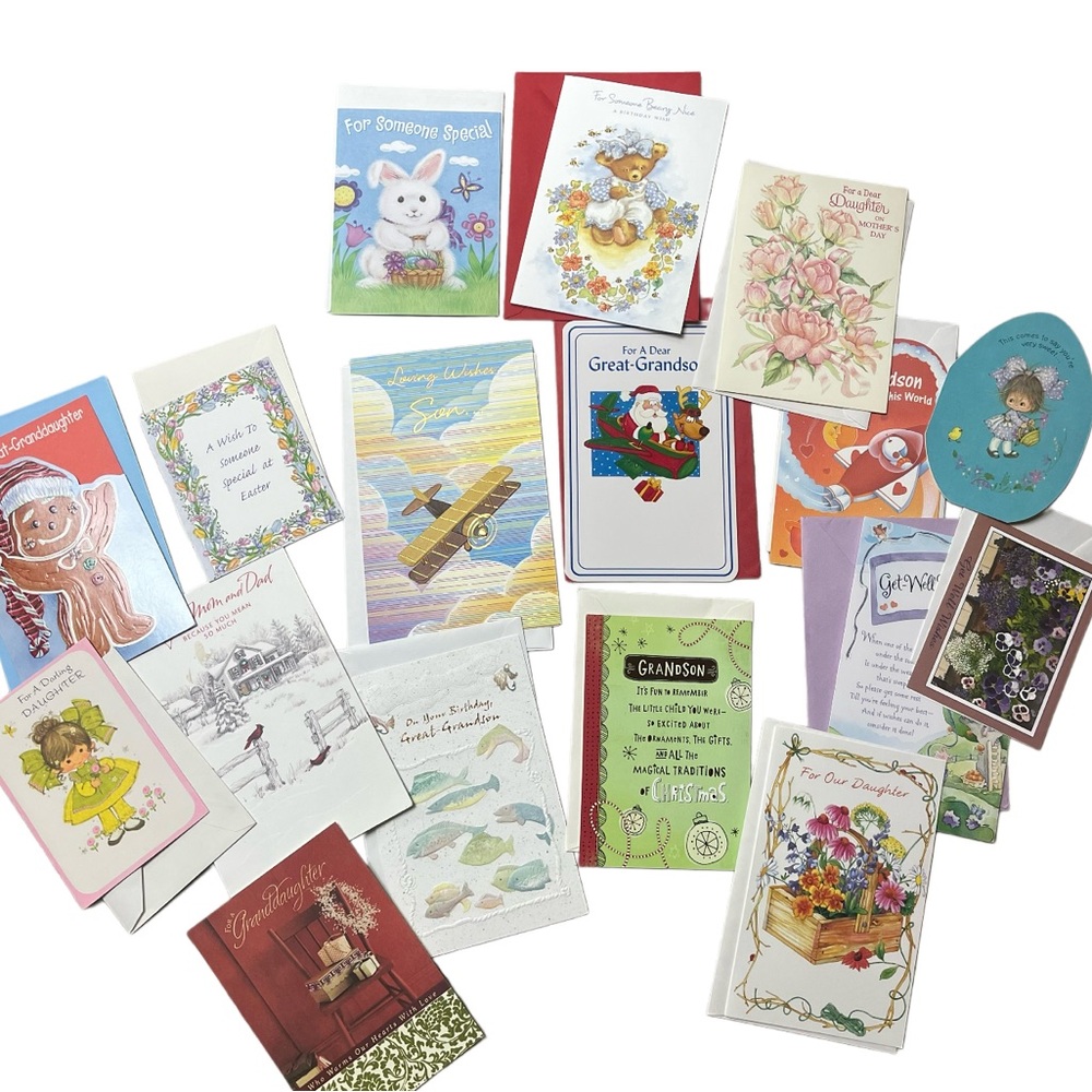 Brand new lot of American greeting hallmark and vintage greeting cards family